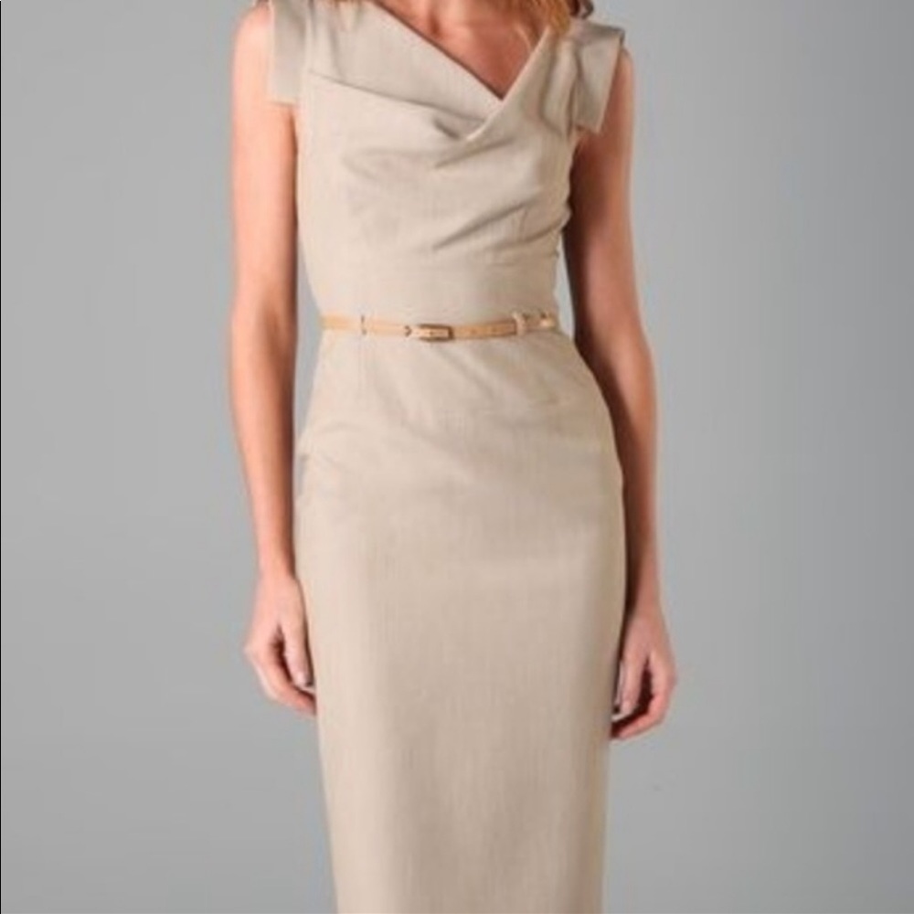Black halo Jackie O dress platinum linen size 2
